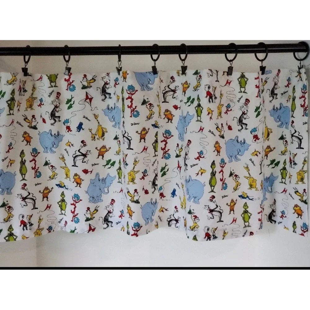 Dr. Seuss Window Valance 108x17 White Multi Character Toss Cat in the Hat Grinch